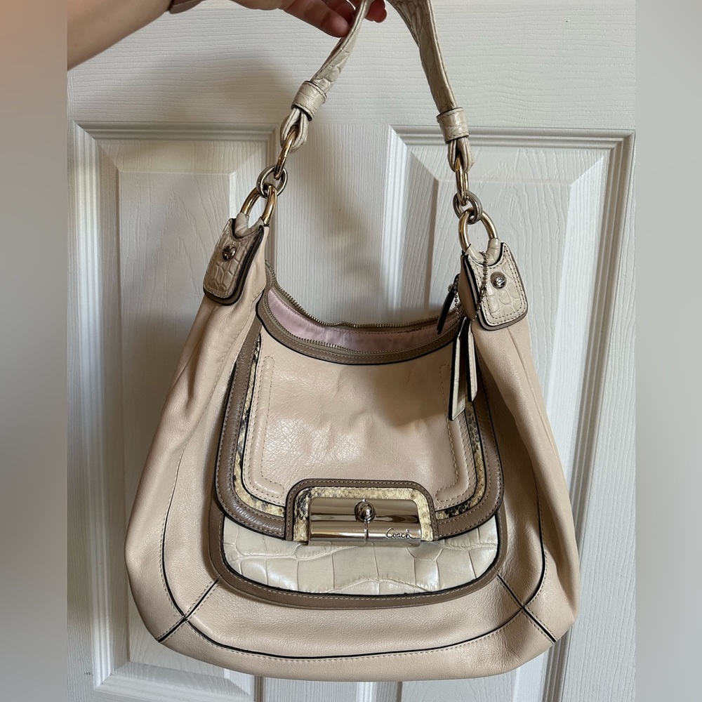 Coach Kristin Leather Spectator Hobo Handbag